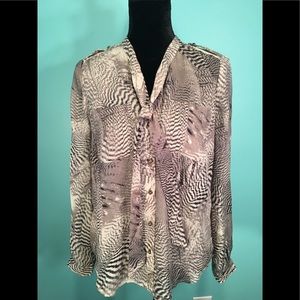 🆕 NWT Ann Taylor LOFT Gray Print Blouse Size S